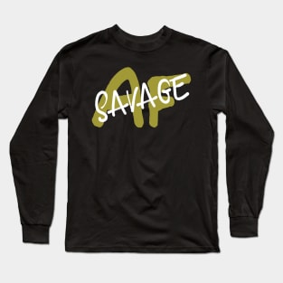 Savage AF Slogan Graffiti tag Yellow/gold style Long Sleeve T-Shirt